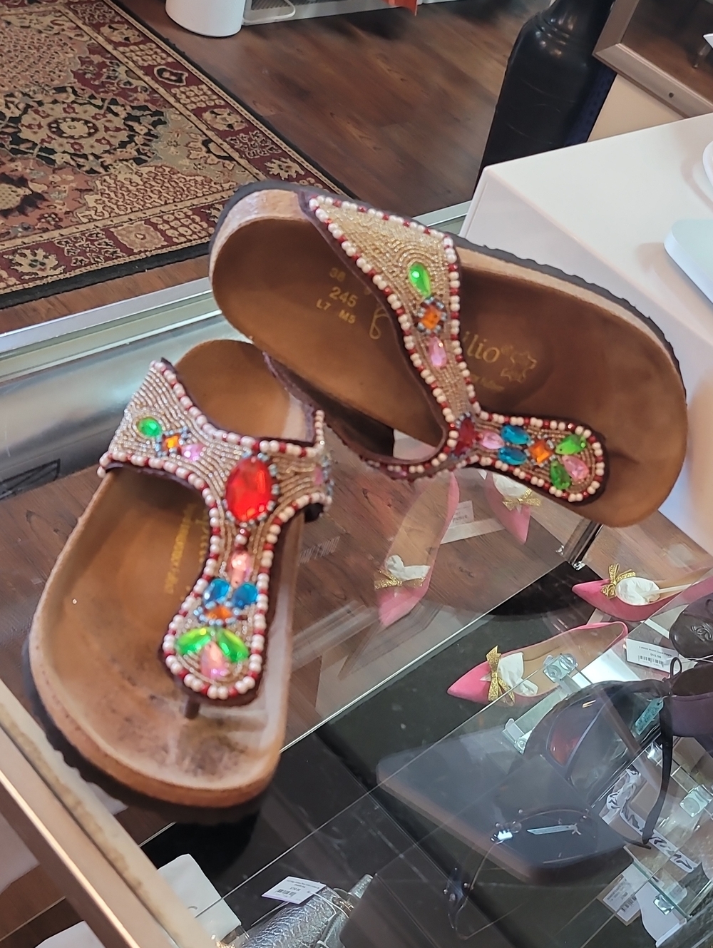 BirkenstockPapillio Jeweled Thong Sandals - Pink and Brown